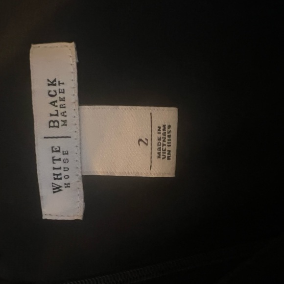 White House Black Market Black Sheath Dress Size 2 Gold Horsebit Waist V Neck - Picture 4 of 6